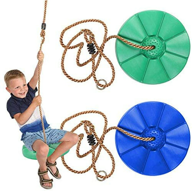 Disc Rope Swing Seat Monkey Tree Yard Garden Kids Plastic Sitting Blue Fun New